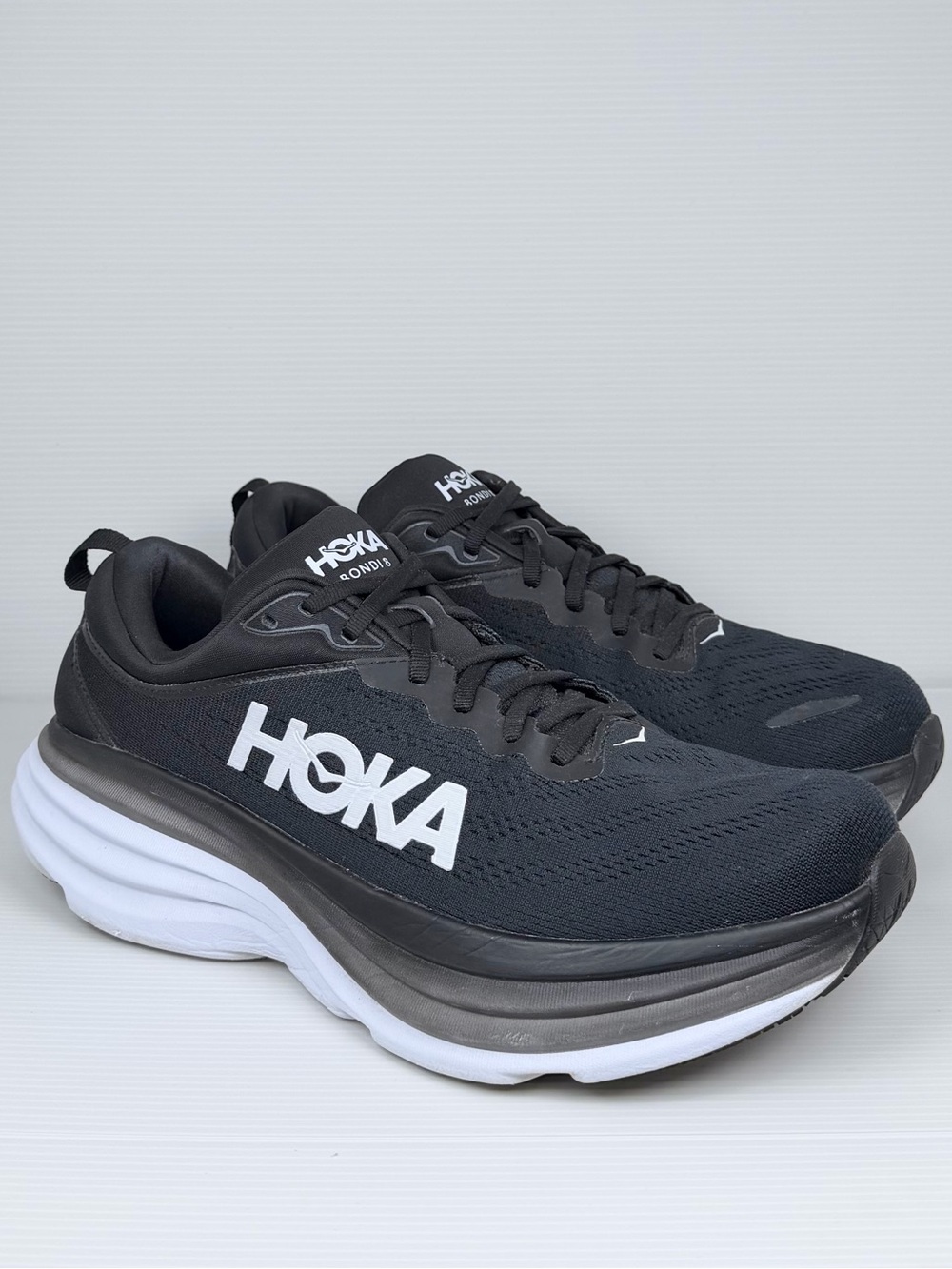 HOKA Bondi 8 Men’s 10.5 D Black White Running Shoes Max Cushion 1123202-BWHT